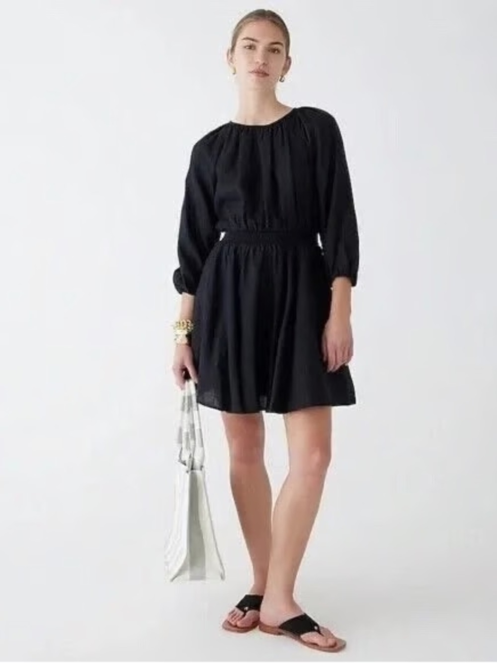 J crew Palermo smoked waist linen dress
